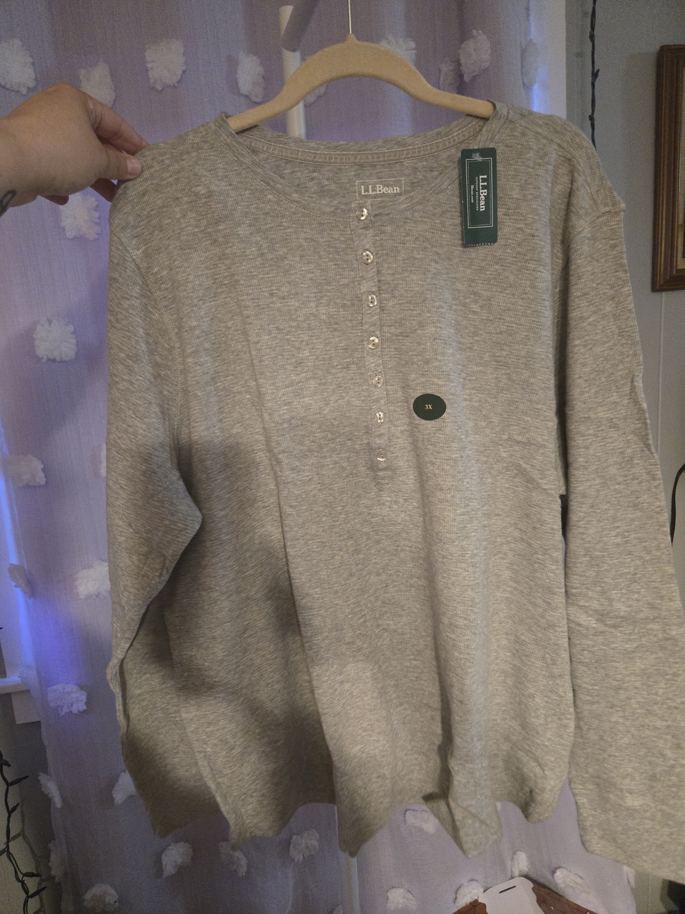 L.L. Bean Women's Heather Gray Henley Sweater
